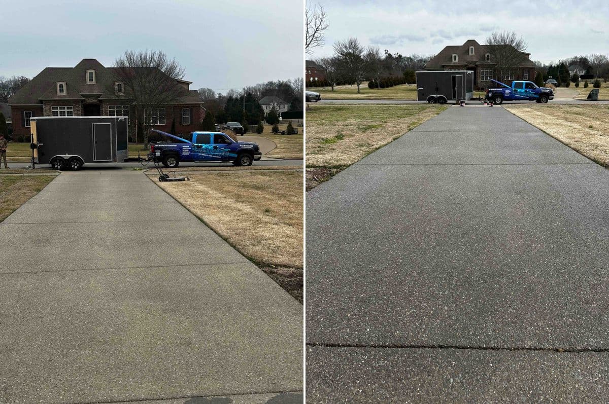Before and after gas station cleaning - Luffman's Pressure Washing